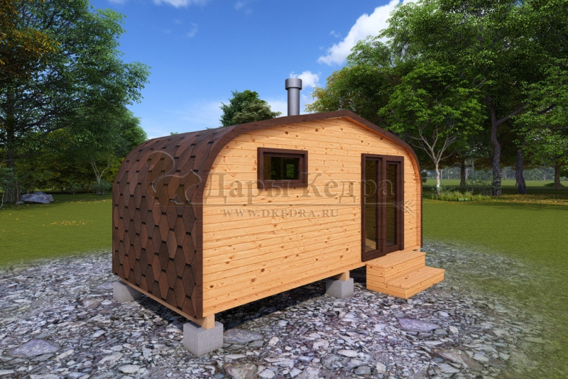 Баня «Викинг» из кедра 5х2,2 м с боковым входом